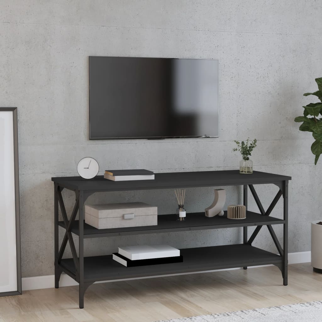 Vetonek Mueble para TV madera contrachapada negro 100x40x50 cm