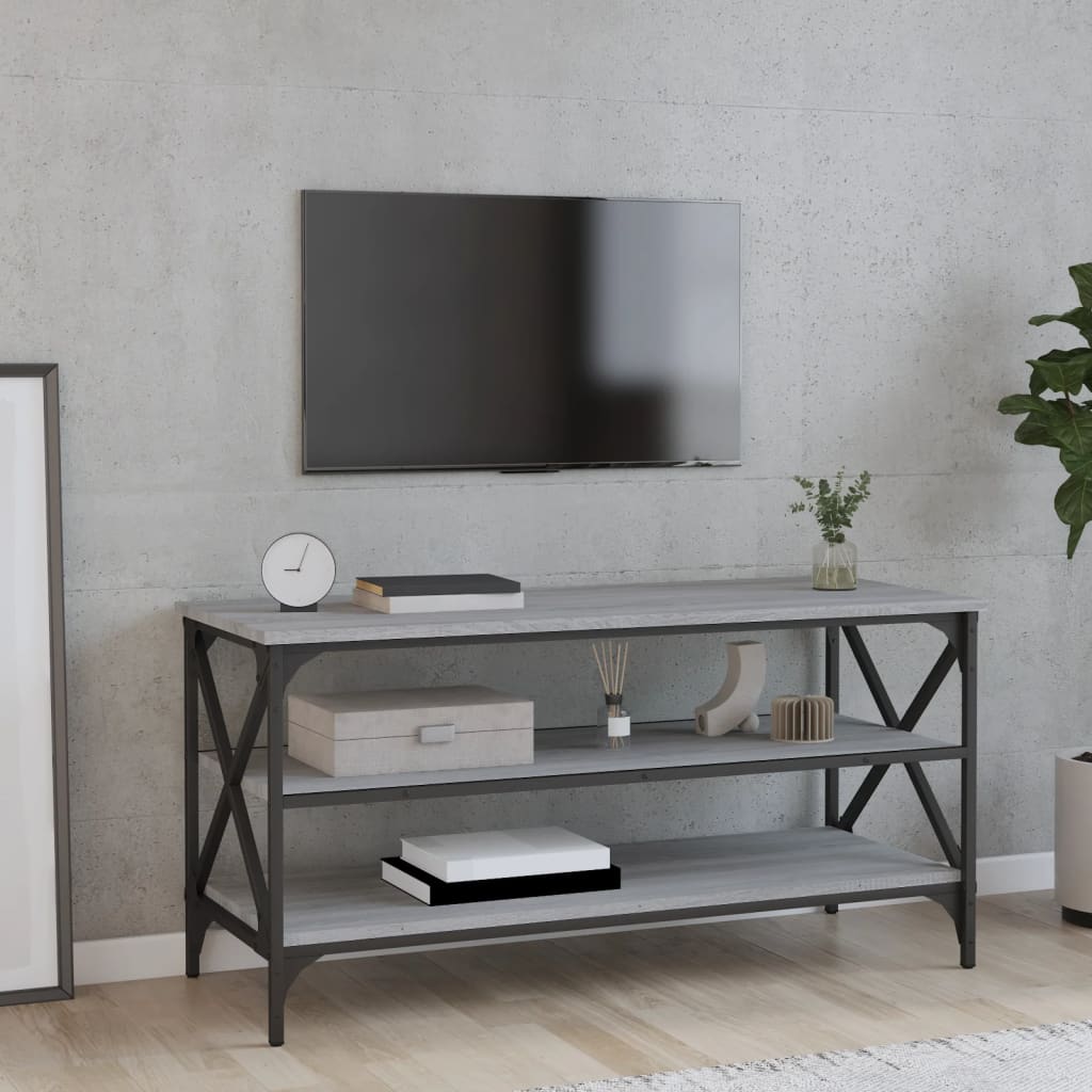 Vetonek Mueble de TV madera contrachapada gris Sonoma 100x40x50 cm