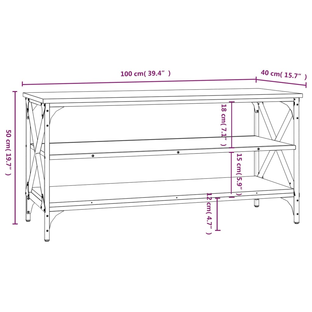 Mueble para TV madera marrón roble 100x40x50 cm vidaXL