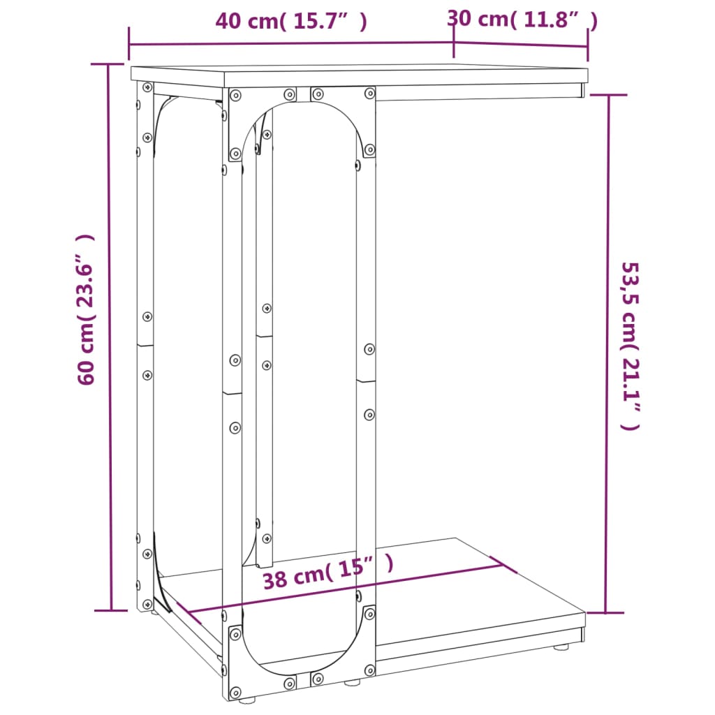 Mesa auxiliar madera roble ahumado 40x30x60 cm vidaXL