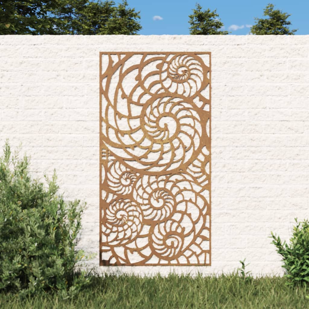 Vetonek Adorno de pared de jardín acero corten diseño conchas 105x55 cm