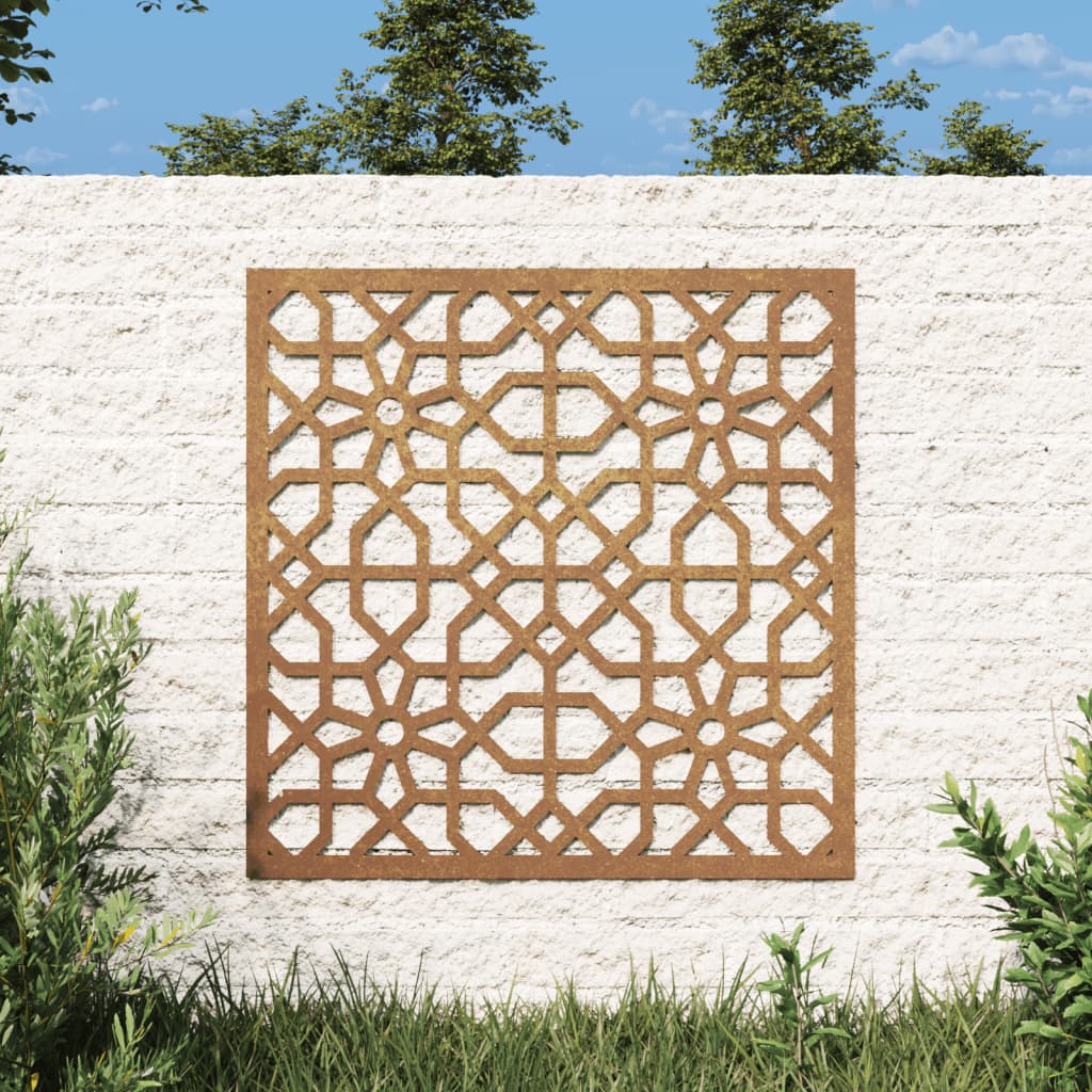 Vetonek Adorno de pared de jardín acero corten diseño morisco 55x55 cm