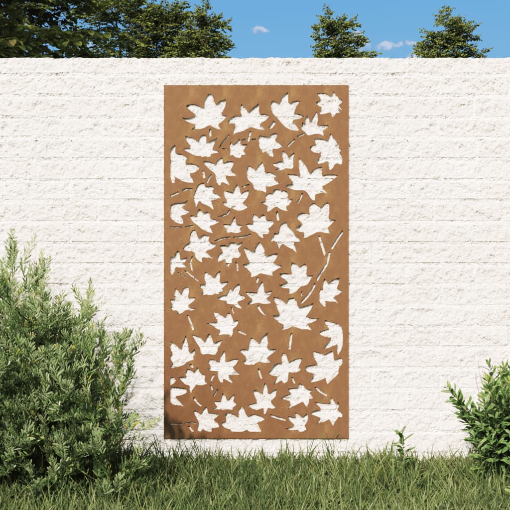 Vetonek Adorno de pared jardín acero corten diseño hoja arce 105x55 cm