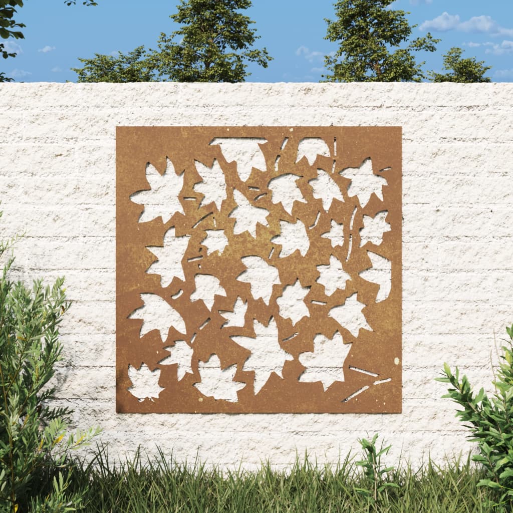 Vetonek Adorno de pared jardín acero corten diseño hoja arce 55x55 cm