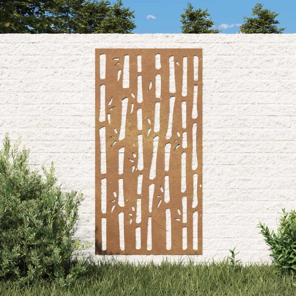 Vetonek Adorno de pared de jardín acero corten diseño bambú 105x55 cm