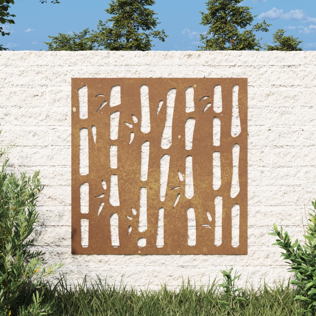 Vetonek Adorno de pared de jardín acero corten diseño bambú 55x55 cm