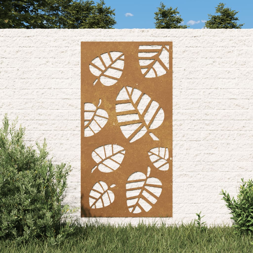 Vetonek Adorno de pared de jardín acero corten diseño de hoja 105x55 cm