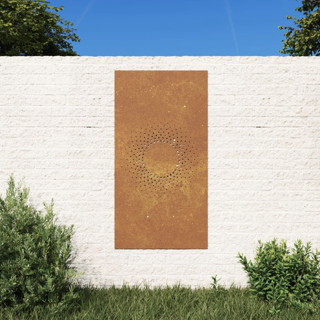 Vetonek Adorno de pared de jardín acero corten diseño sol 105x55 cm