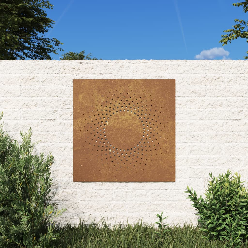 Vetonek Adorno de pared de jardín acero corten diseño sol 55x55 cm