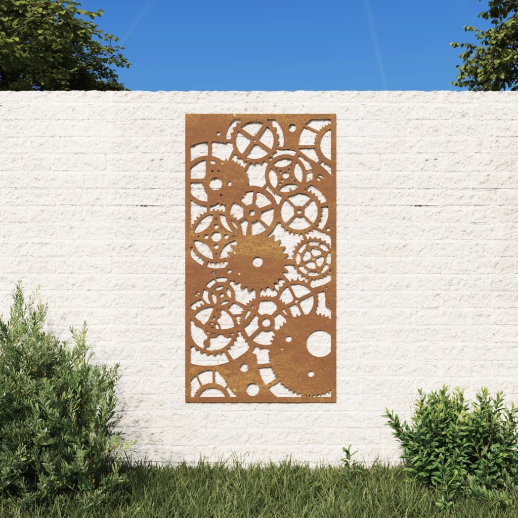 Vetonek Adorno de pared de jardín acero corten rueda dentada 105x55 cm