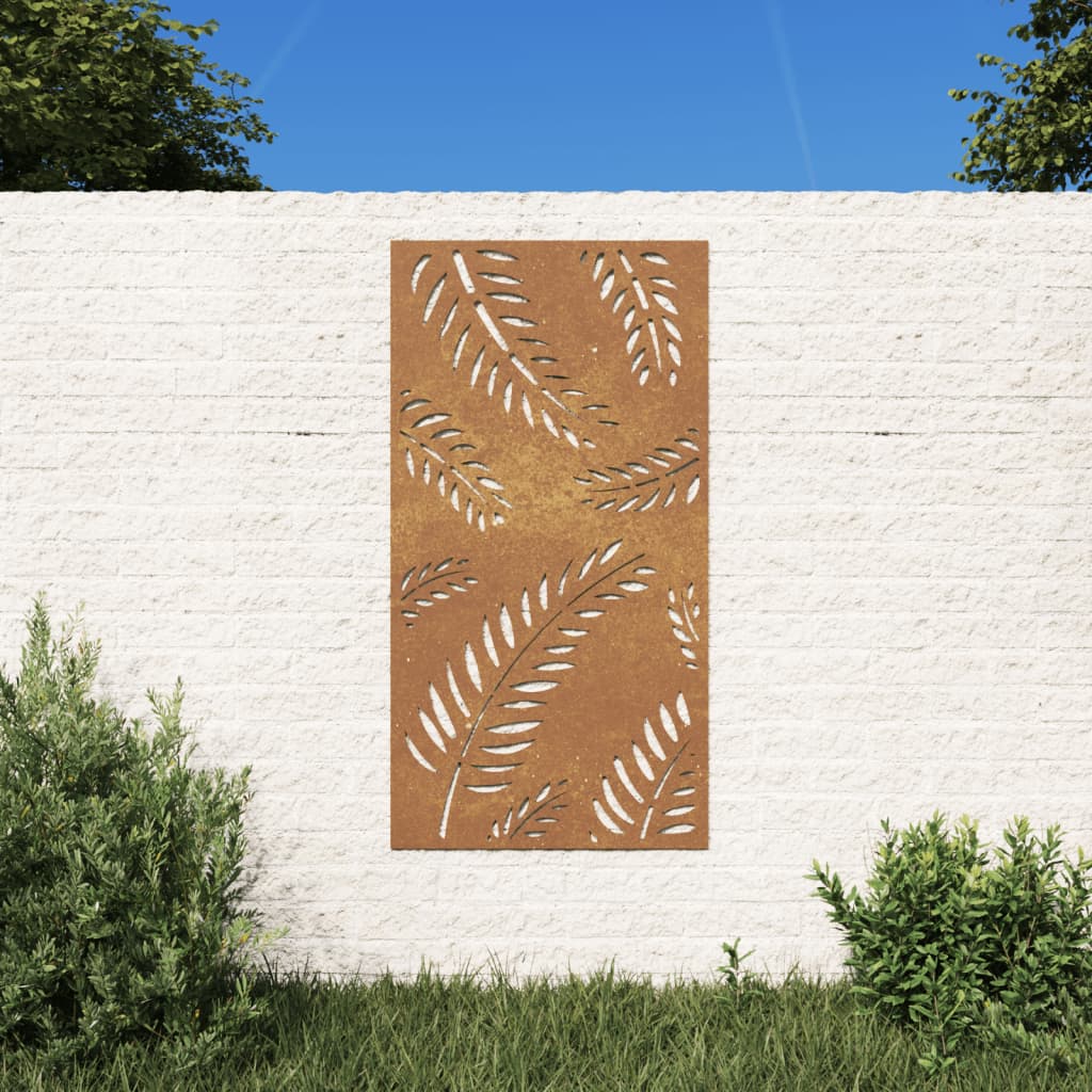 Vetonek Adorno de pared de jardín acero corten diseño de hoja 105x55 cm