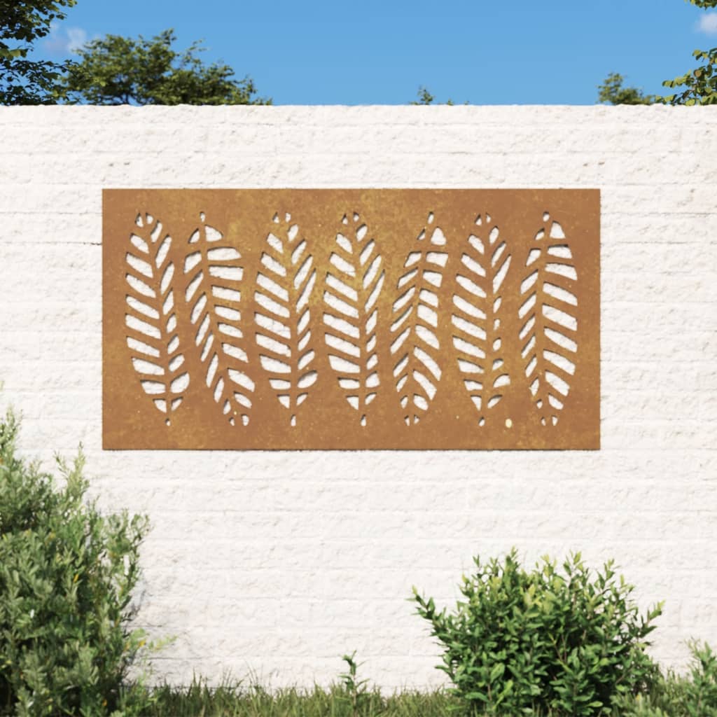 Vetonek Adorno de pared de jardín acero corten diseño de hoja 105x55 cm