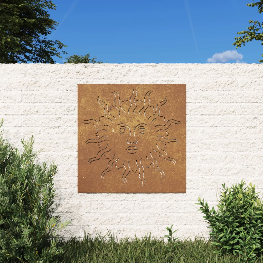 Vetonek Adorno de pared de jardín acero corten diseño sol 55x55 cm