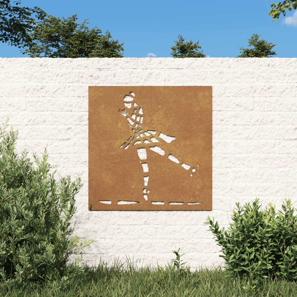 Vetonek Adorno de pared jardín acero corten bailarina ballet 55x55 cm