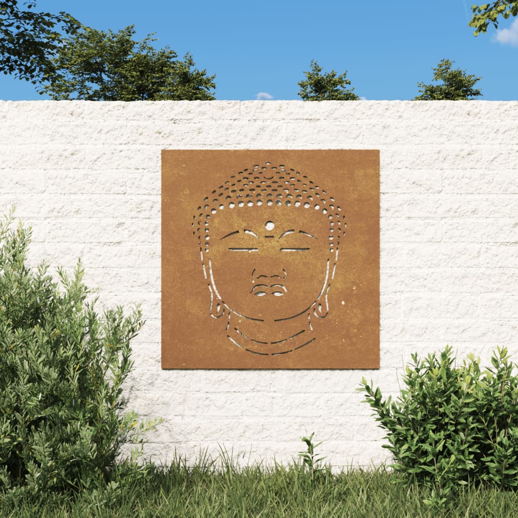 Vetonek Adorno de pared de jardín acero corten cabeza de Buda 55x55 cm