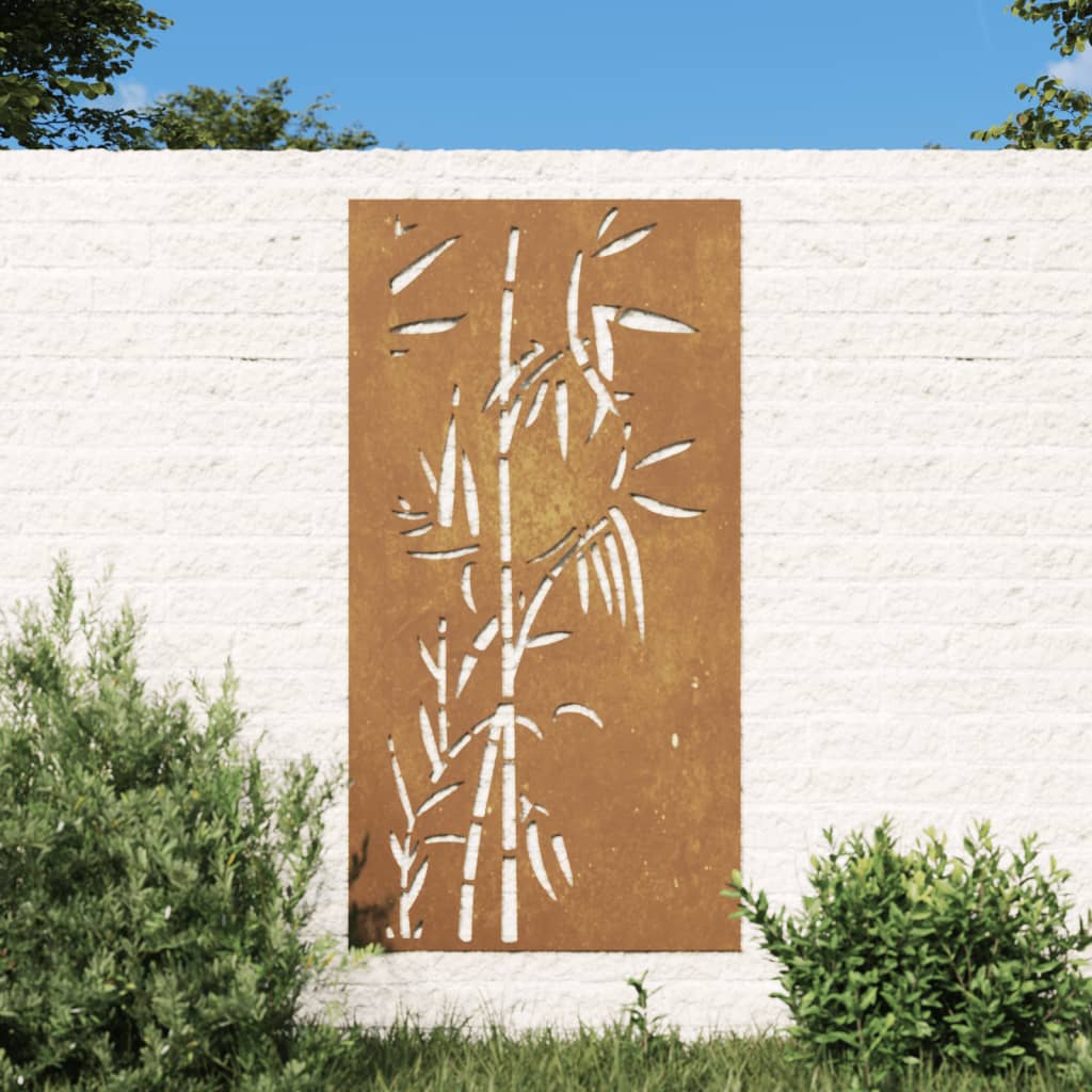 Vetonek Adorno de pared de jardín acero corten diseño bambú 105x55 cm