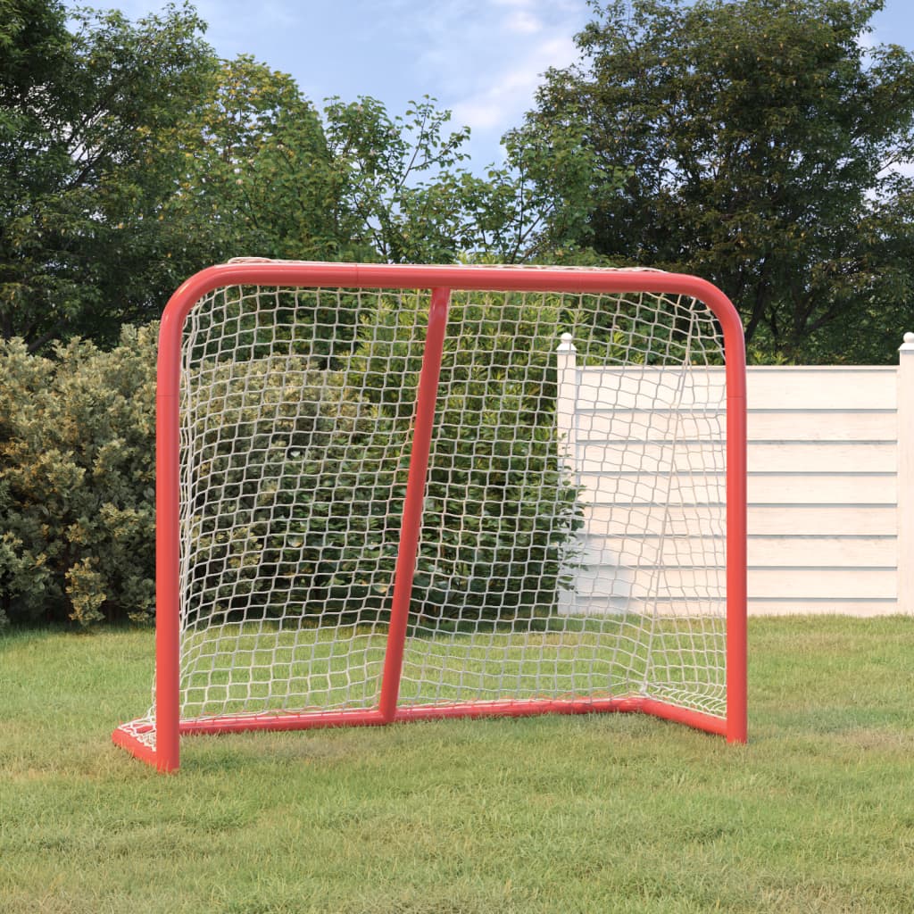 Vetonek Portería de hockey poliéster rojo y blanco 183x71x122 cm