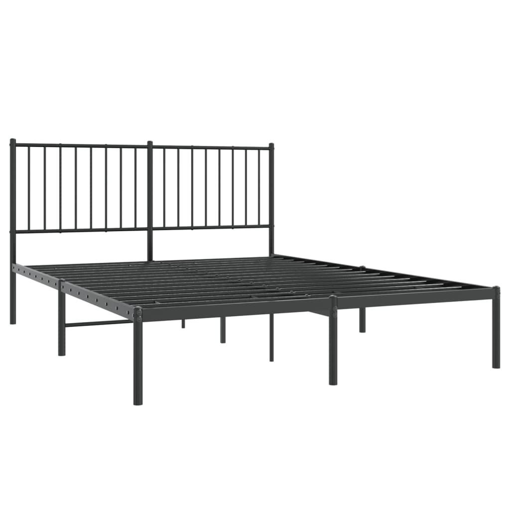 Estructura cama sin colchón con cabecero metal negro 140x190 cm