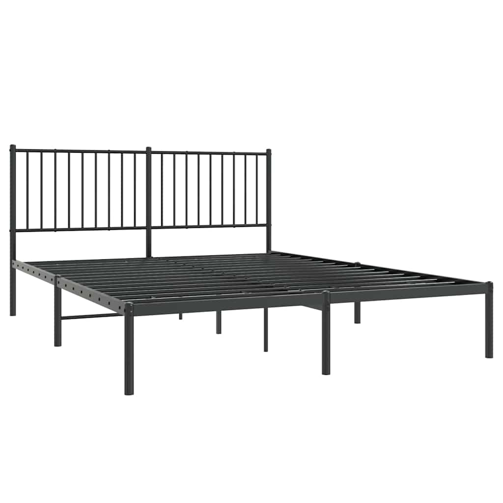 Letto senza nero con testiera in metallo nero 150x200 cm