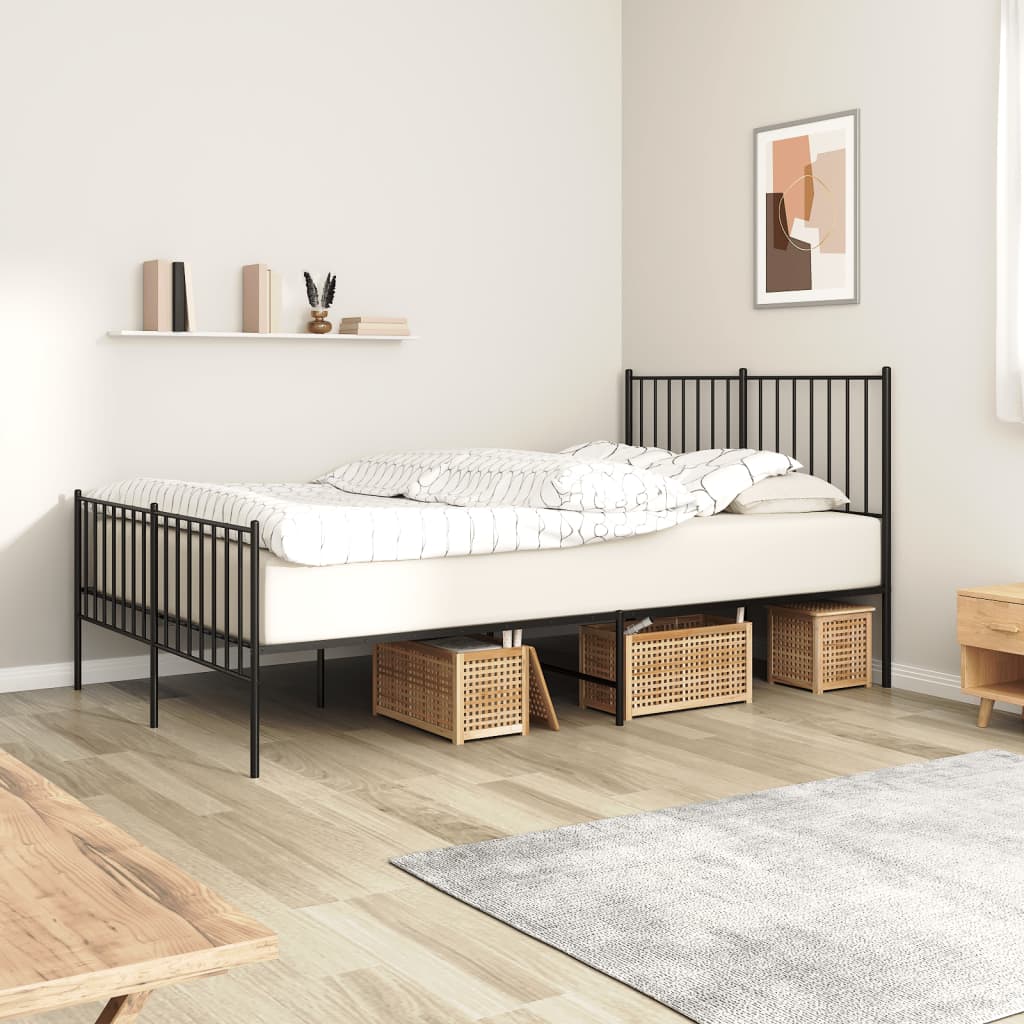 Vetonek Estructura cama sin colchón con estribo metal negro 120x190 cm