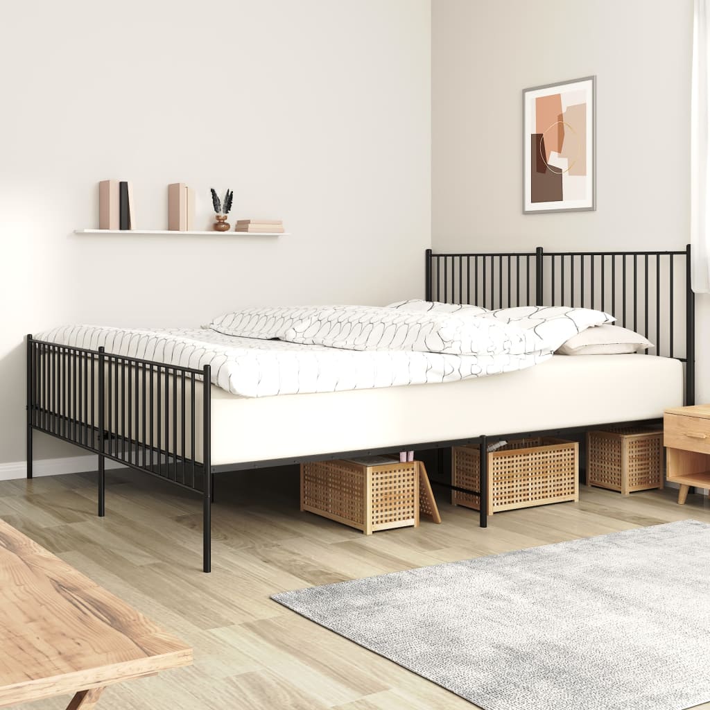 Vetonek Estructura cama sin colchón con estribo metal negro 193x203 cm