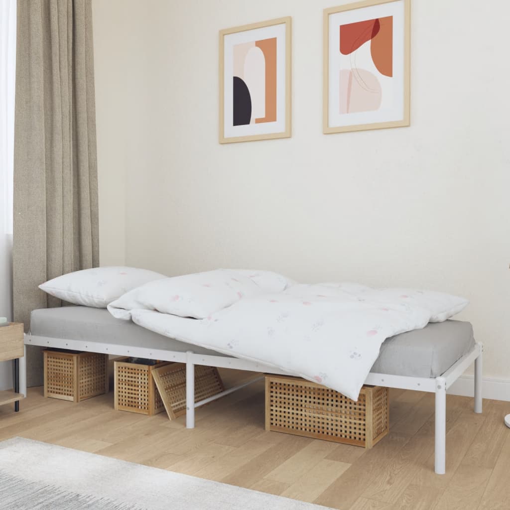 Vetonek Estructura de cama sin colchón metal blanco 75x190 cm