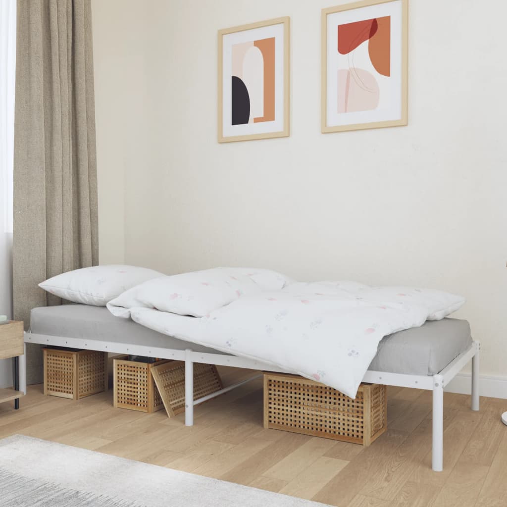 Vetonek Estructura de cama sin colchón metal blanco 90x190 cm