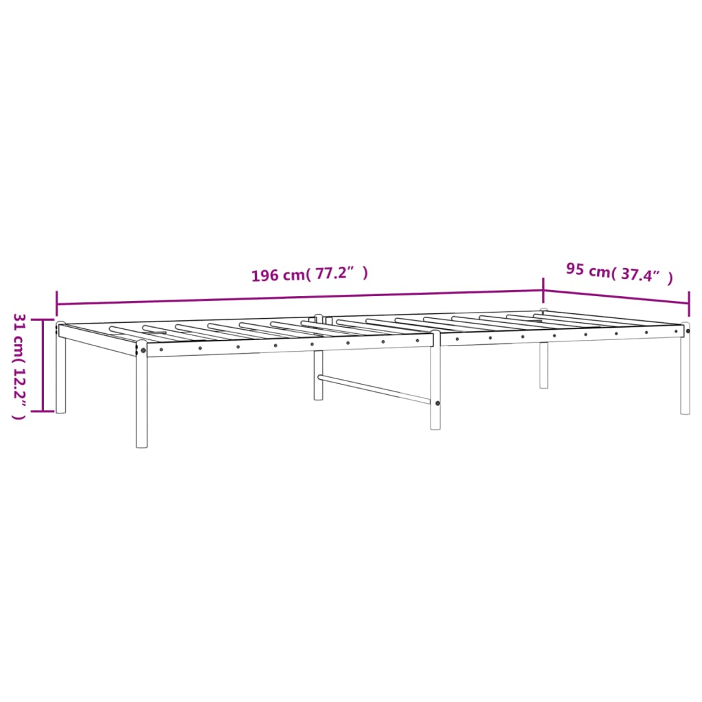 Estructura de cama sin colchón metal blanco 90x190 cm