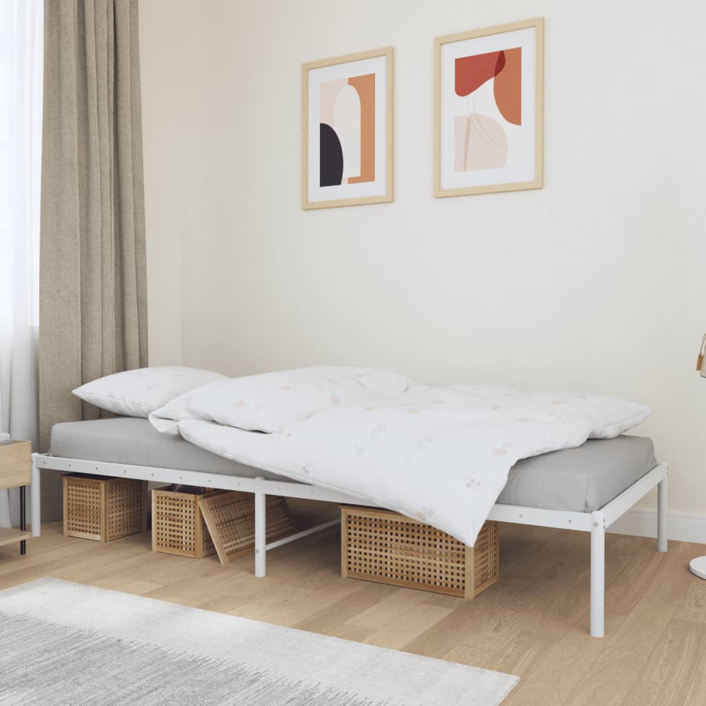 Vetonek Estructura de cama sin colchón metal blanco 100x190 cm