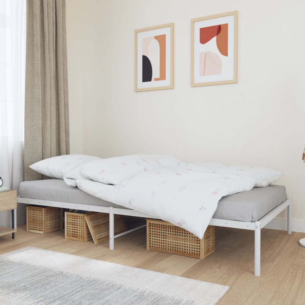 Vetonek Estructura de cama sin colchón metal blanco 107x203 cm