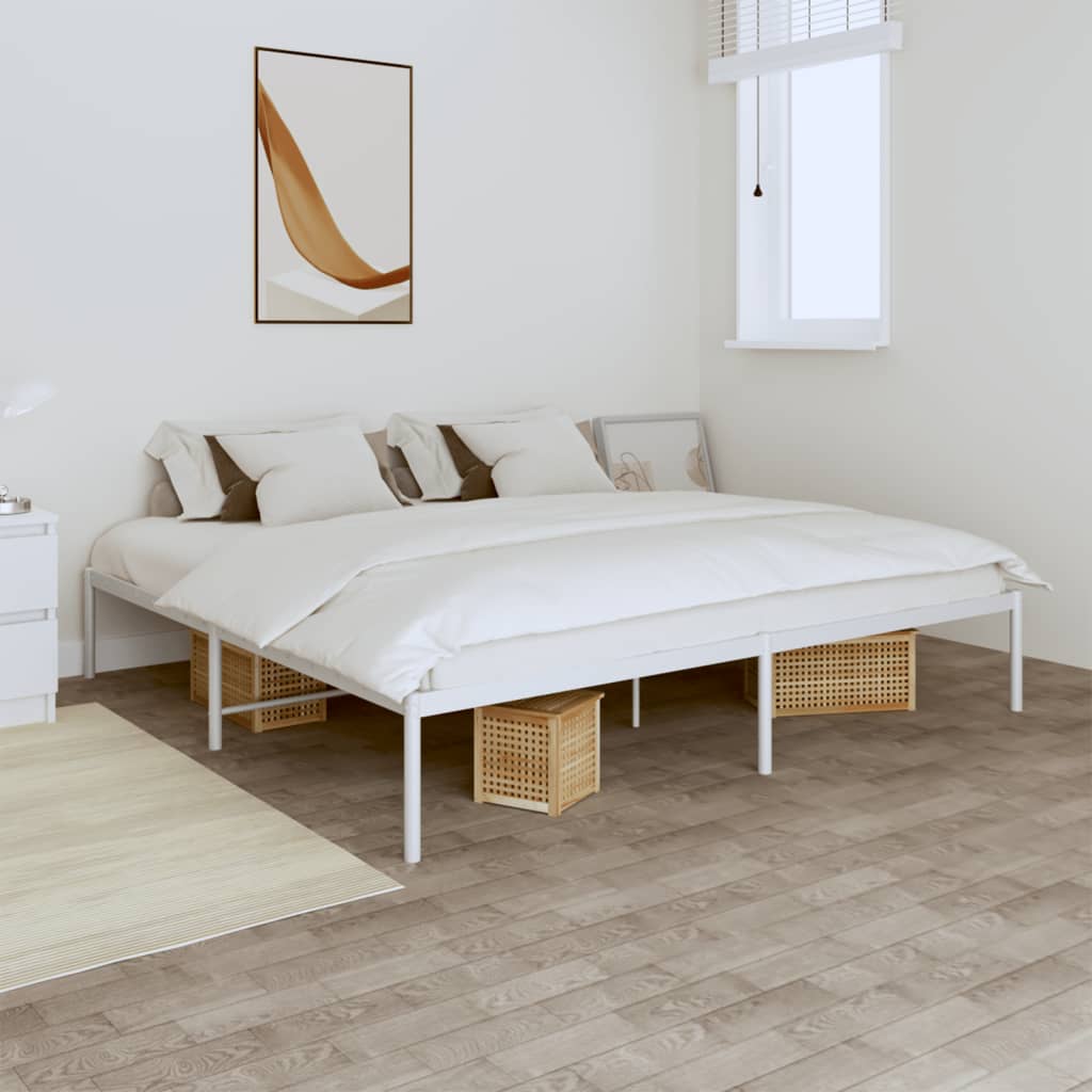 Vetonek Estructura de cama sin colchón metal blanco 183x213 cm