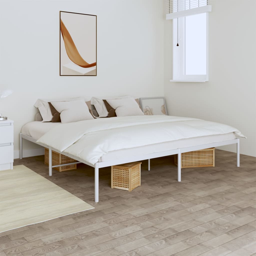 Vetonek Estructura de cama sin colchón metal blanco 193x203 cm