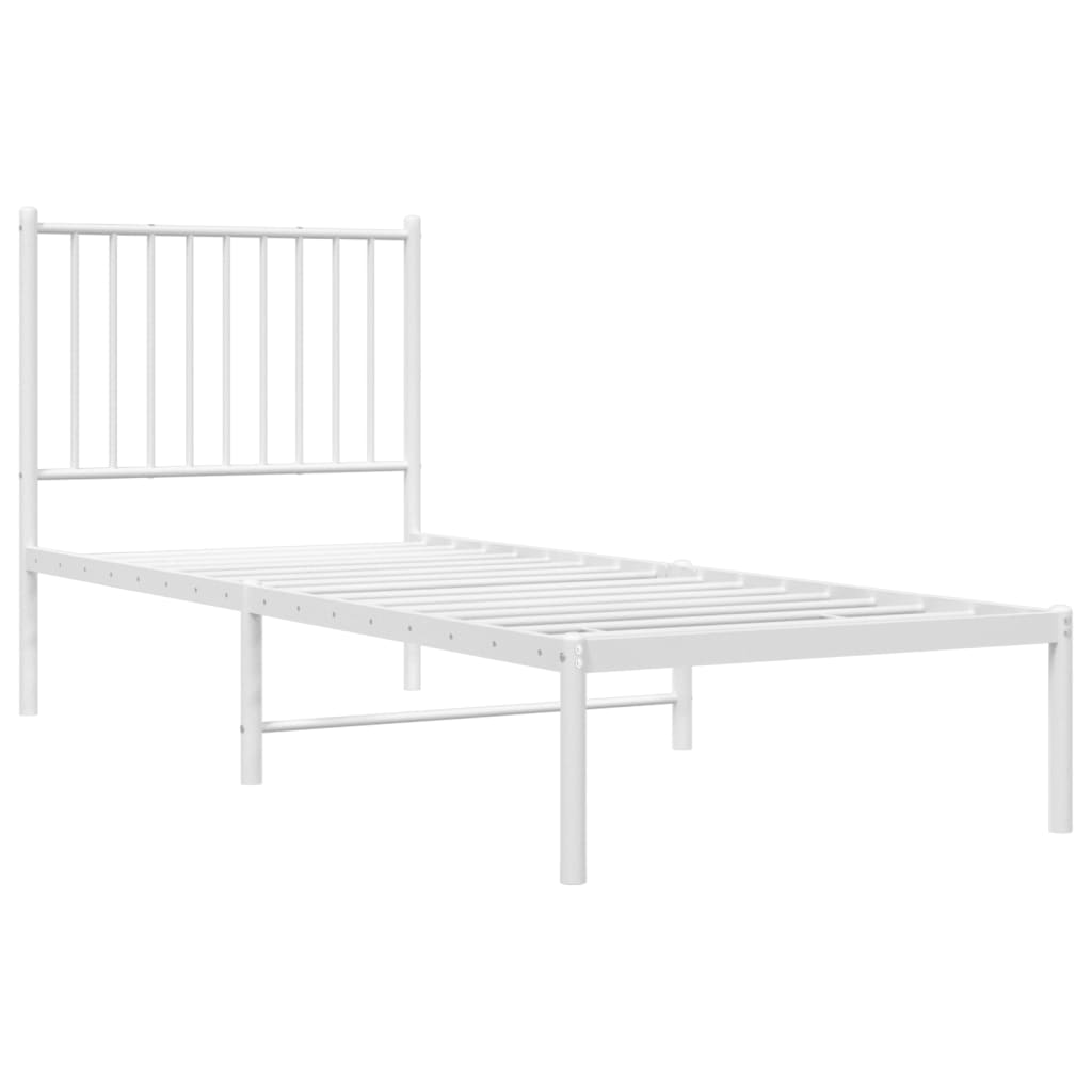 Estructura cama sin colchón con cabecero metal blanco 75x190 cm