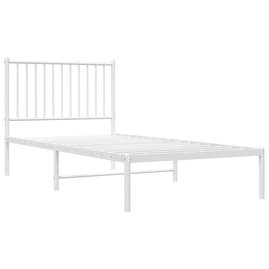 Cama sem colchão com cabeceira de metal branco 90x190 cm