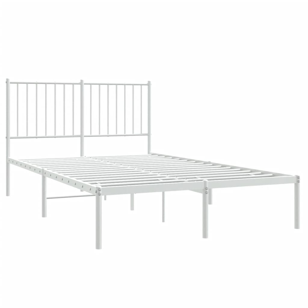 Bed without mattress with white metal headboard 120x190cm