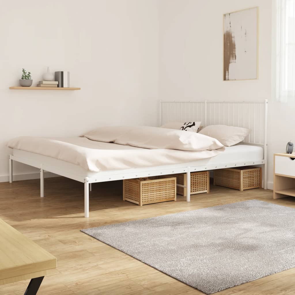 Vetonek Estructura cama sin colchón con cabecero metal blanco 183x213cm