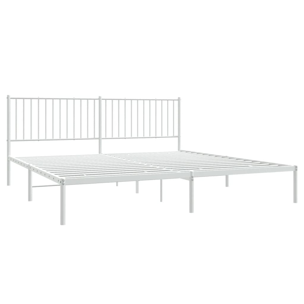 Bed without mattress with White Metal headboard 193x203cm