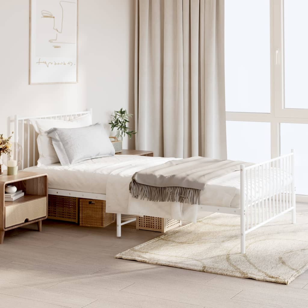 Vetonek Estructura cama sin colchón con estribo metal blanco 107x203 cm