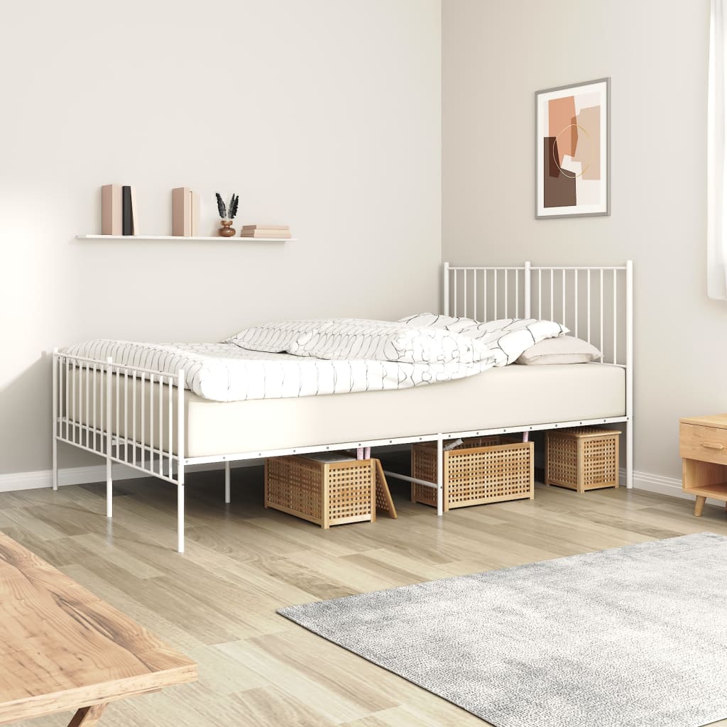 Vetonek Estructura cama sin colchón con estribo metal blanco 120x190 cm