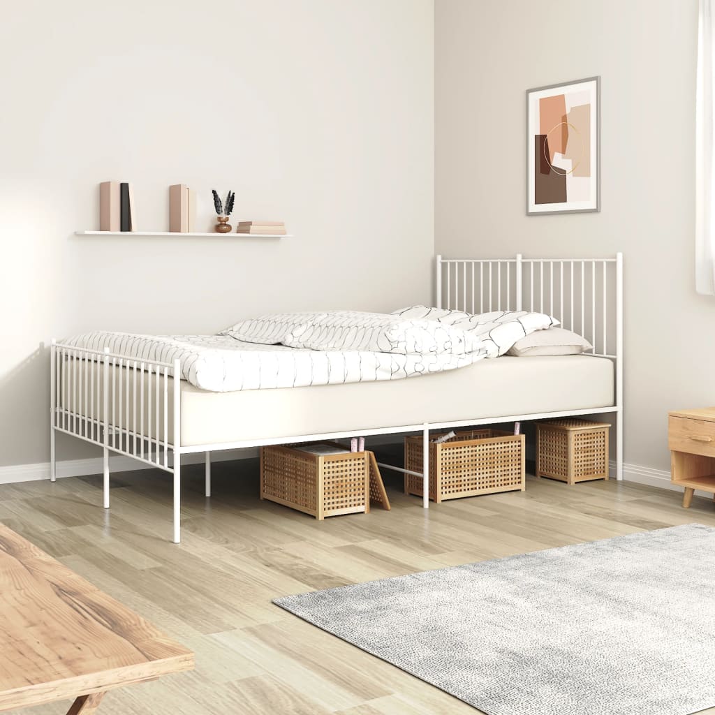 Vetonek Estructura cama sin colchón con estribo metal blanco 135x190 cm