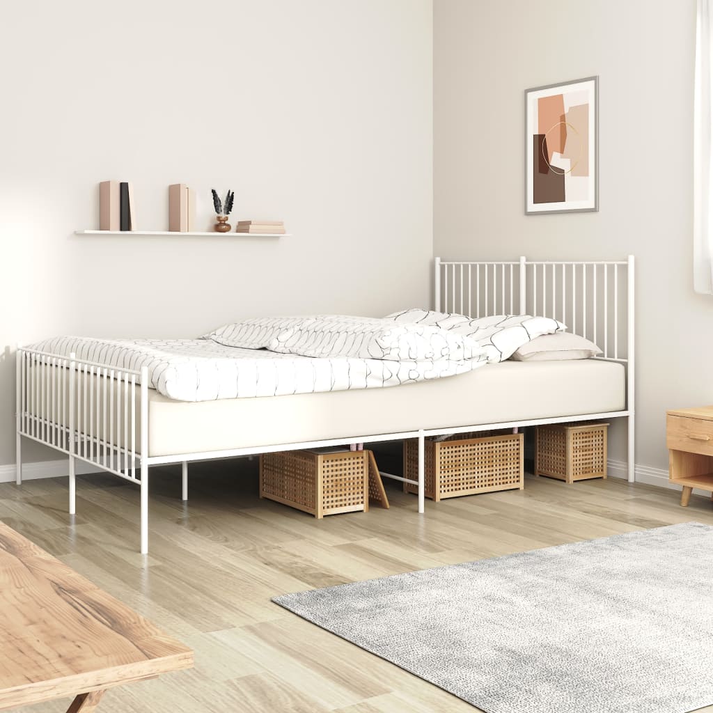 Vetonek Estructura cama sin colchón con estribo metal blanco 160x200 cm