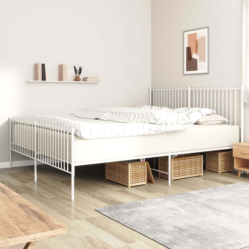 Vetonek Estructura cama sin colchón con estribo metal blanco 193x203 cm