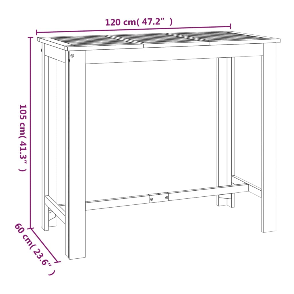 Mesa y taburetes altos de jardín 7 pzas madera maciza acacia vidaXL