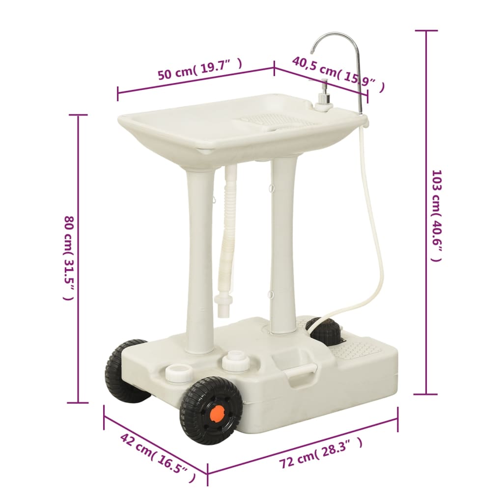 Juego de lavabo y depósito de agua portátil para camping vidaXL