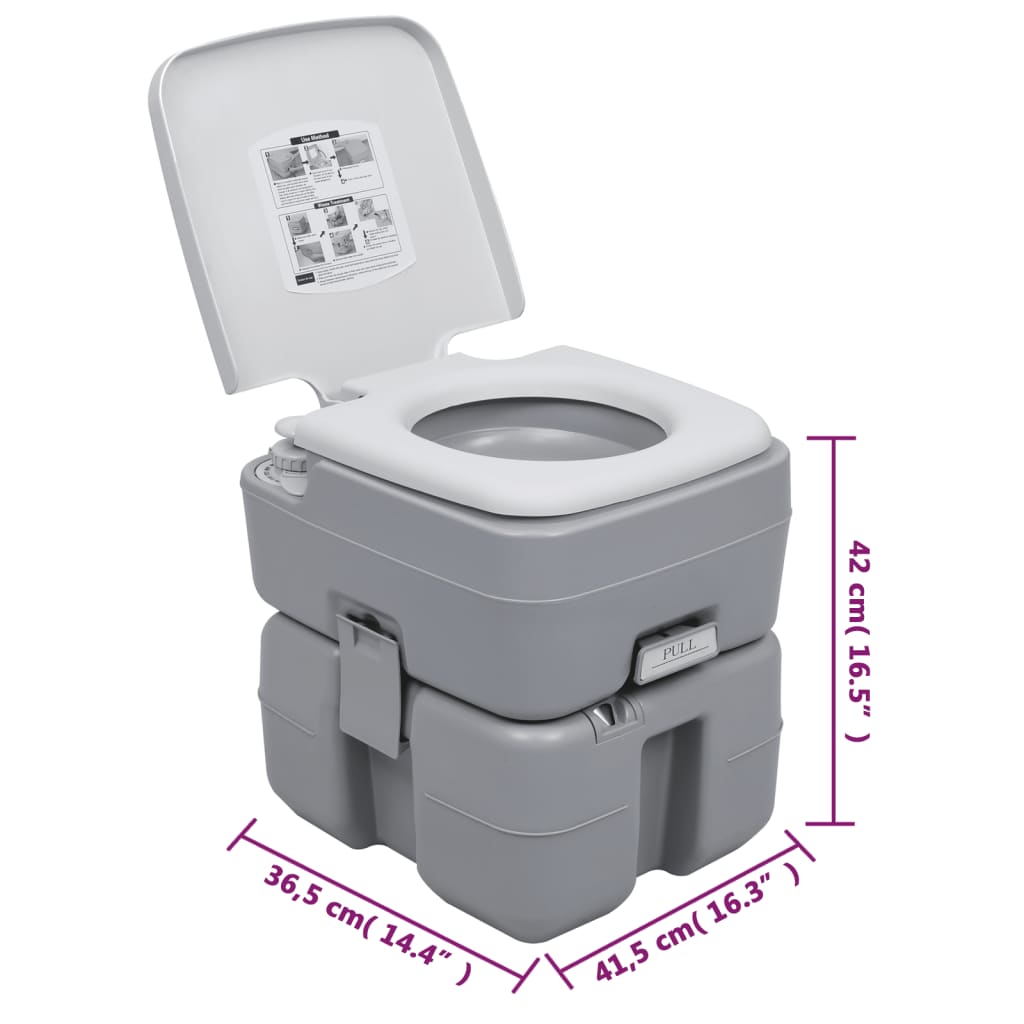 Juego de inodoro con lavabo portátil para camping vidaXL