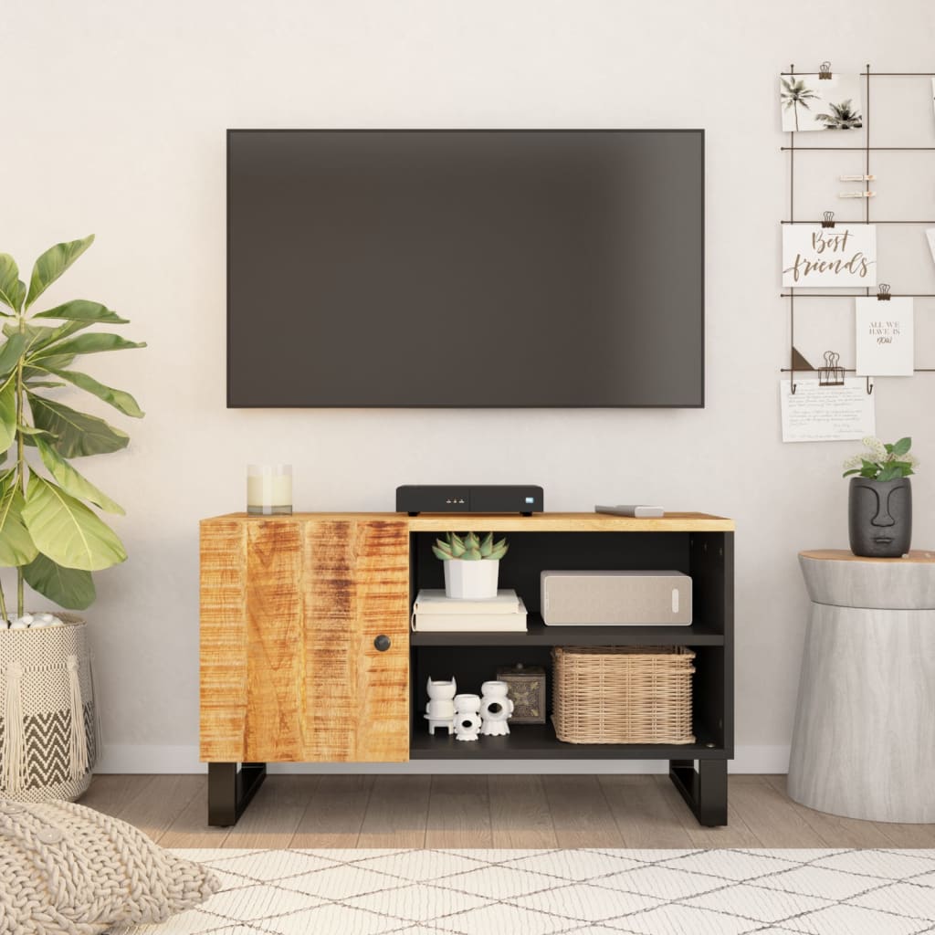 Vetonek Mueble de TV madera mango y madera contrachapada 80x33x46 cm