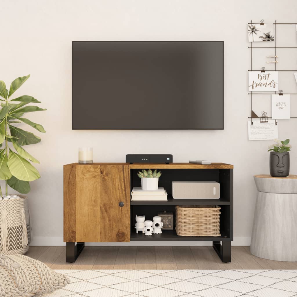 Vetonek Mueble de TV madera mango y madera contrachapada 80x33x46 cm