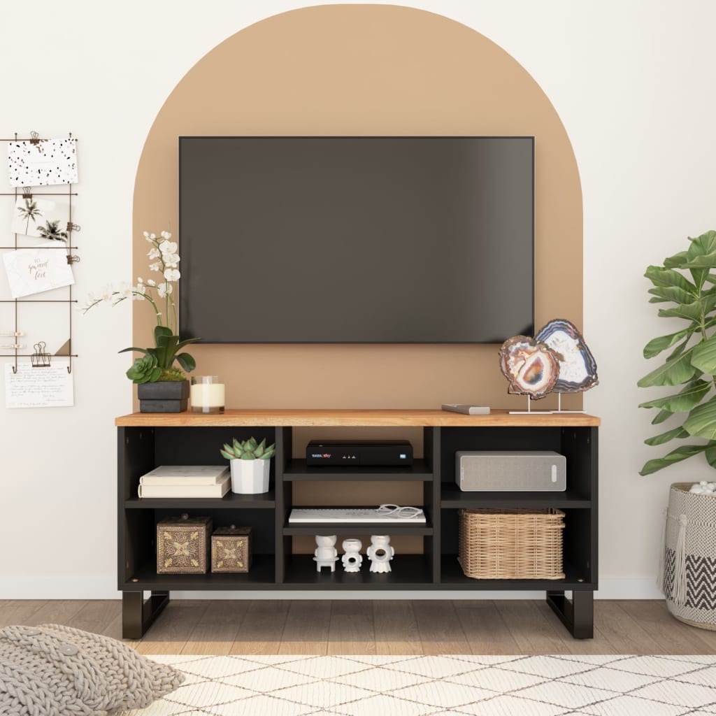 Vetonek Mueble de TV madera acacia y madera contrachapada 100x33x46 cm