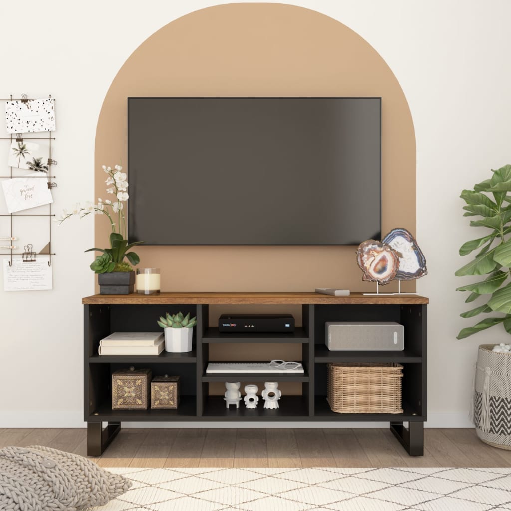 Vetonek Mueble de TV madera mango y madera contrachapada 100x33x46 cm