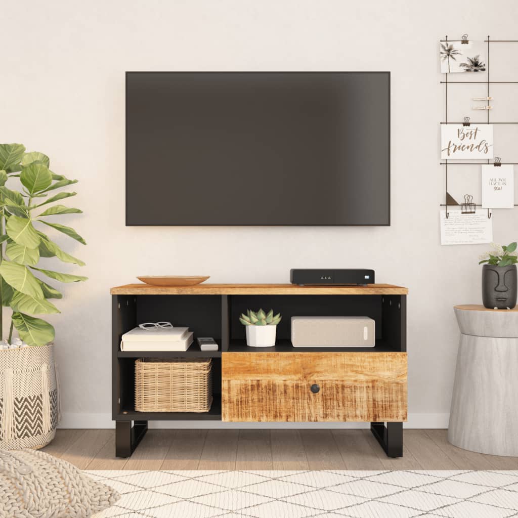 Vetonek Mueble de TV madera mango y madera contrachapada 80x33x46 cm